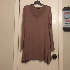 Plus size long sleeve tan tunic top